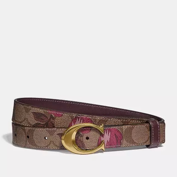 NWT COACH Signature Buckle Belt With Victorian Floral Print, 25 MM f84668 - Picture 1 of 5